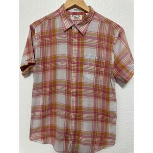 Original Penguin Plaid Short Sleeve Button Up Shirt Heritage Slim Fit Men Large